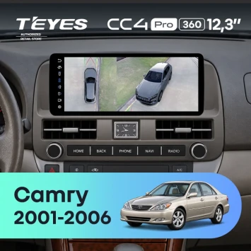 Штатная магнитола Teyes CC4 Pro 12.3" 360 12/256 Toyota Camry 5 XV 30 (2001-2006) (серая, с кнопками на руле)