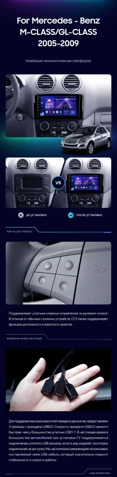 Штатная магнитола Teyes CC3 4/32 Mercedes-Benz ML-Class X164 (2005-2009) F2