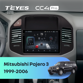 Штатная магнитола Teyes CC4 Pro 12/256 Mitsubishi Pajero 3 (1999-2006) (черная)