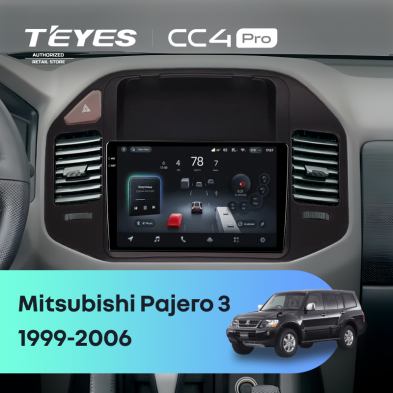 Штатная магнитола Teyes CC4 Pro 12/256 Mitsubishi Pajero 3 (1999-2006) (черная)