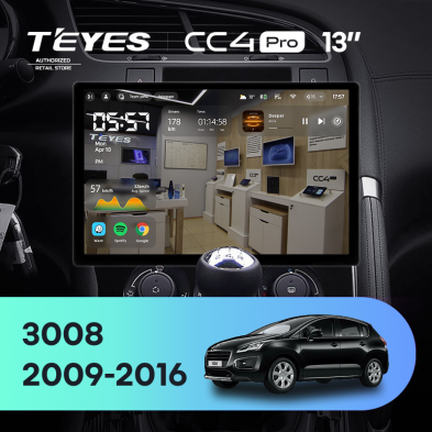Штатная магнитола Teyes CC4 Pro 8/128 Peugeot 3008 1 (2009-2016) F2 (13&quot;)