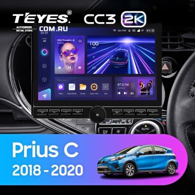 Штатная магнитола Teyes CC3 2K 6/128 Toyota Prius C (2018-2020) Правый руль (13" с кнопками)