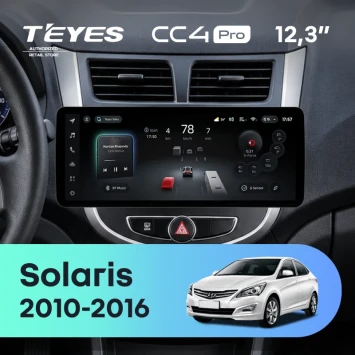Штатная магнитола Teyes CC4 Pro 12.3" 8/128 Hyundai Solaris 1 (2010-2016) F1