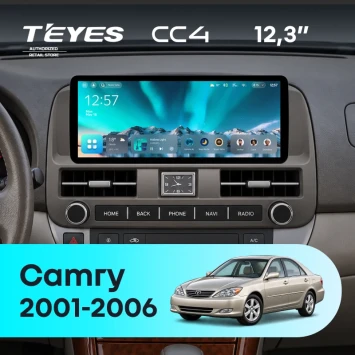 Штатная магнитола Teyes CC4 12.3" 8/128 Toyota Camry 5 XV 30 (2001-2006) (серая, с кнопками на руле)