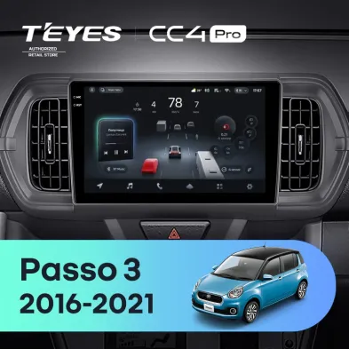Штатная магнитола Teyes CC4 Pro 8/128 Toyota Passo 3 (2016-2021) Правый руль