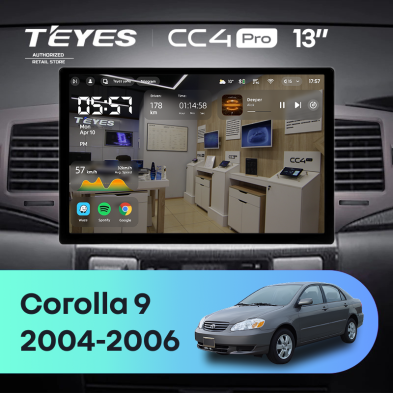 Штатная магнитола Teyes CC4 Pro 8/128 Toyota Corolla 9 E120 (2004-2006) (13&quot;)
