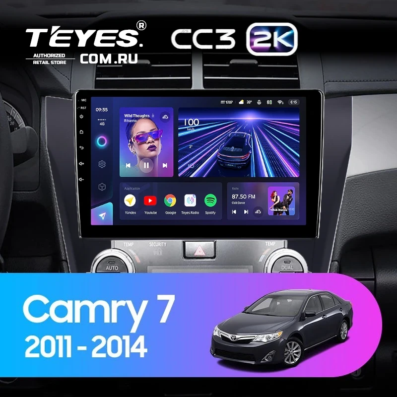 Штатная магнитола Teyes CC3 2K 360 6/128 Toyota Camry 7 XV 50 55 (2011-2014) (черная) F2