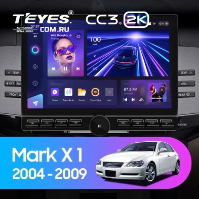 Штатная магнитола Teyes CC3 2K 6/128 Toyota Mark X X120 (2004-2009) Правый руль (13&quot; с кнопками)