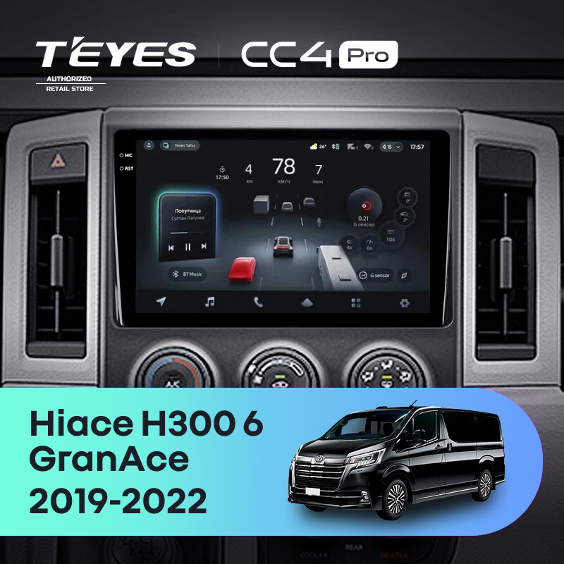 Штатная магнитола Teyes CC4 Pro 8/128 Toyota Hiace H300 VI (2019-2022) Тип-A