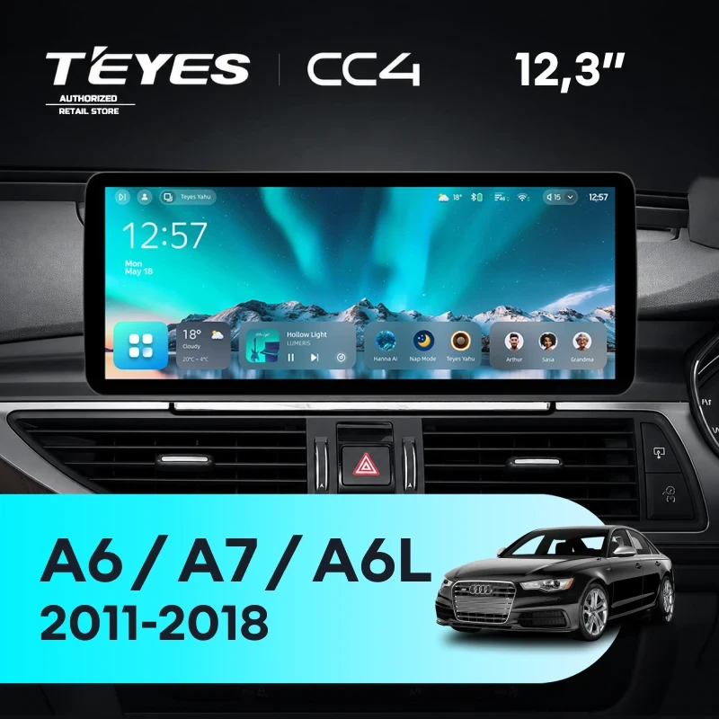 Штатная магнитола Teyes CC4 12.3" 8/128 Audi A6 C7 4 A6L (RMC System) (2011-2018) Правый руль
