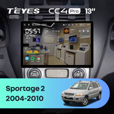 Штатная магнитола Teyes CC4 Pro 8/128 Kia Sportage 2 (2004-2010) (13&quot;)