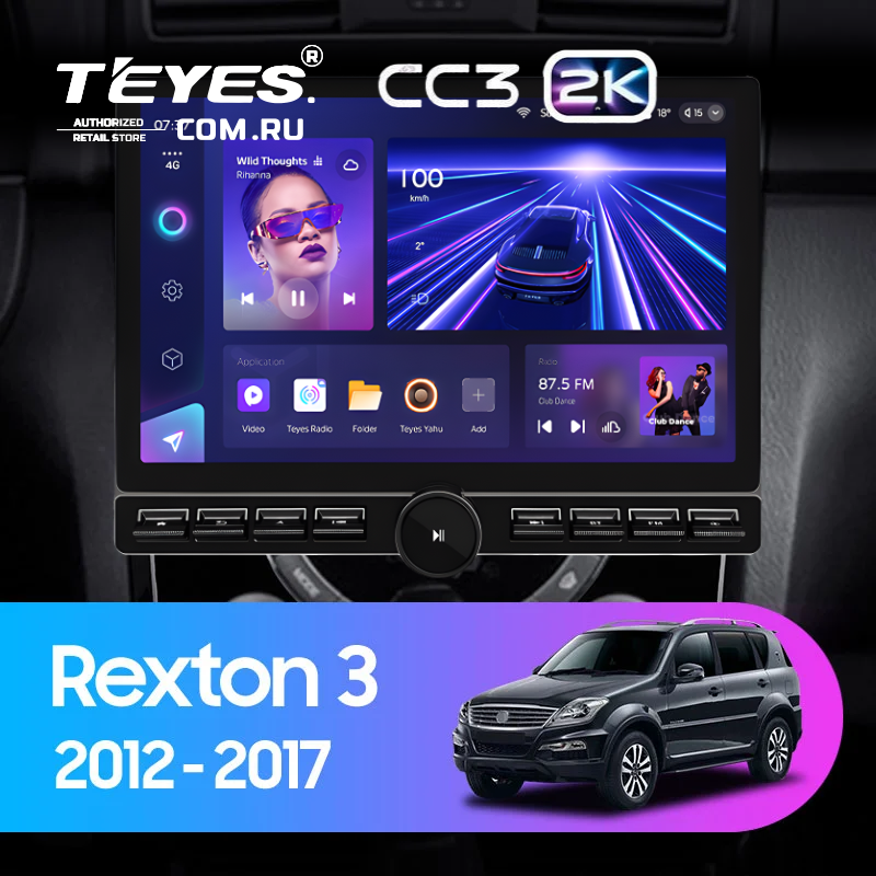 Штатная магнитола Teyes CC3 2K 6/128 SsangYong Rexton Y290 3 (2012-2017) (13&quot; с кнопками)