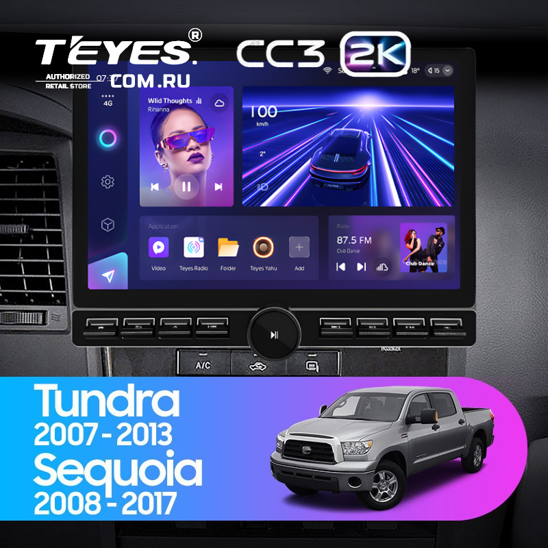 Штатная магнитола Teyes CC3 2K 6/128 Toyota Tundra XK50 (2007-2013) (13&quot; с кнопками)