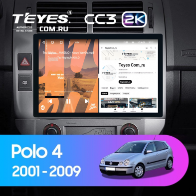Штатная магнитола Teyes CC3 2K 4/32 Volkswagen Polo Mk4 (2001-2009) F2 (11&quot;)