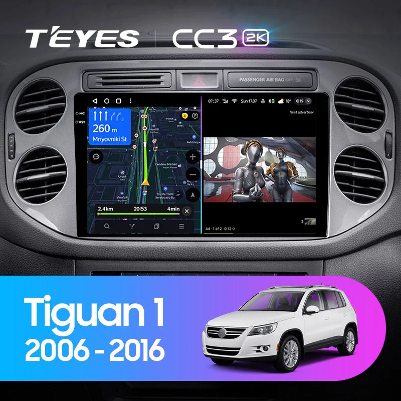 Штатная магнитола Teyes CC3 2K 4/64 Volkswagen Tiguan 1 NF (2006-2017) F2 (10 inch Universal)