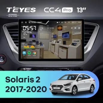 Штатная магнитола Teyes CC4 Pro 12/256 Hyundai Solaris 2 (2017-2020) F1 Тип-B (13")