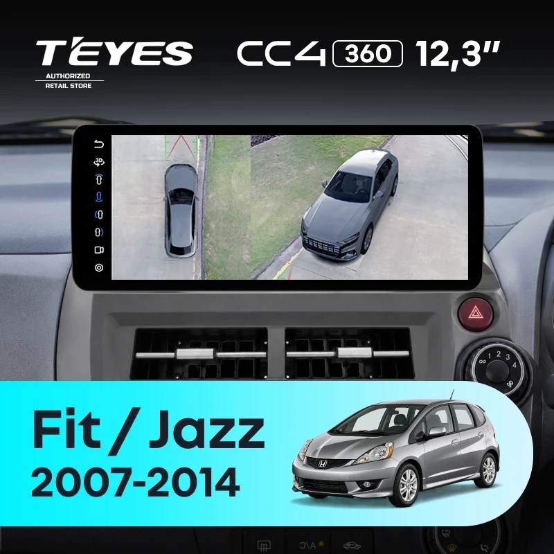 Штатная магнитола Teyes CC4 12.3" 360 6/64 Honda Jazz 2 GG (2007-2014) Правый руль