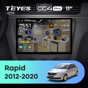 Штатная магнитола Teyes CC4 Pro 12/256 Skoda Rapid NH3 NH1 (2012-2020) (11") (10 inch Universal)