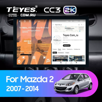 Штатная магнитола Teyes CC3 2K 4/32 Mazda 2 DE (2007-2014) (13&quot;)