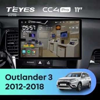 Штатная магнитола Teyes CC4 Pro 8/128 Mitsubishi Outlander 3 GF0W GG0W (2012-2018) Тип-B (11")