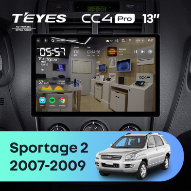 Штатная магнитола Teyes CC4 Pro 8/128 Kia Sportage 2 (2007-2009) (13&quot;)