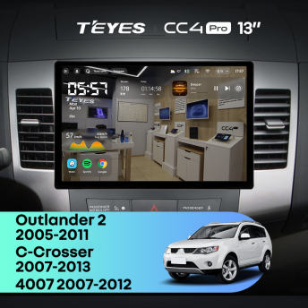 Штатная магнитола Teyes CC4 Pro 8/128 Peugeot 4007 (2007-2012) Тип-A (13")