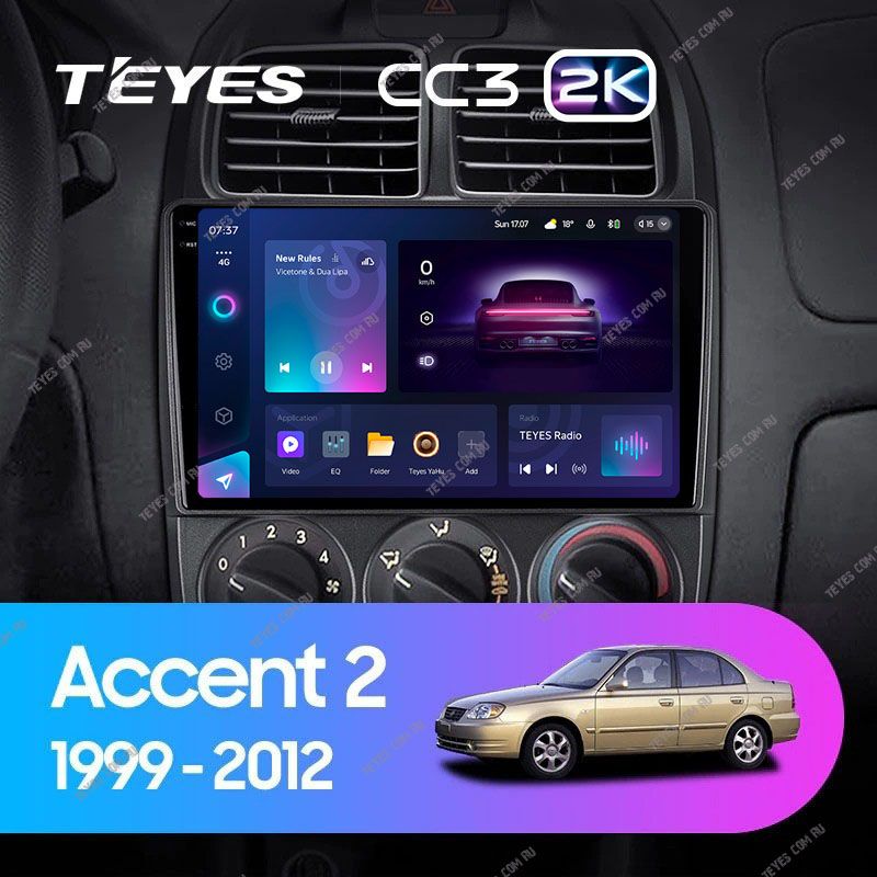 Штатная магнитола Teyes CC3 2K 4/64 Hyundai Accent II LC2 (1999-2012) F1