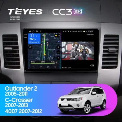 Штатная магнитола Teyes CC3 2K 4/64 Mitsubishi Outlander 2 (2005-2011) Тип-A