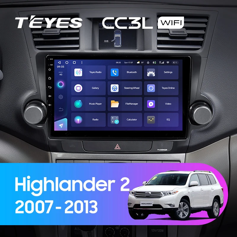 Штатная магнитола Teyes CC3L WiFi 2/32 Toyota Highlander 2 XU40 (2007-2013) F1 10&quot;