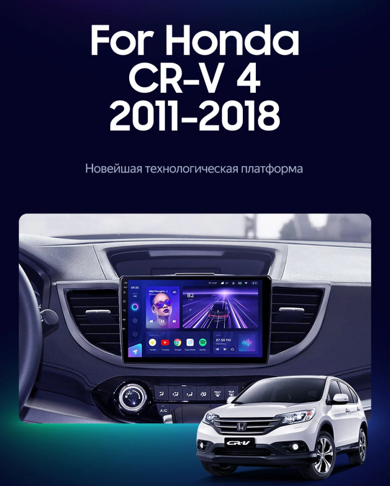 Штатная магнитола Teyes CC3 4/32 Honda CR-V 4 RM RE (2011-2018) Тип-A