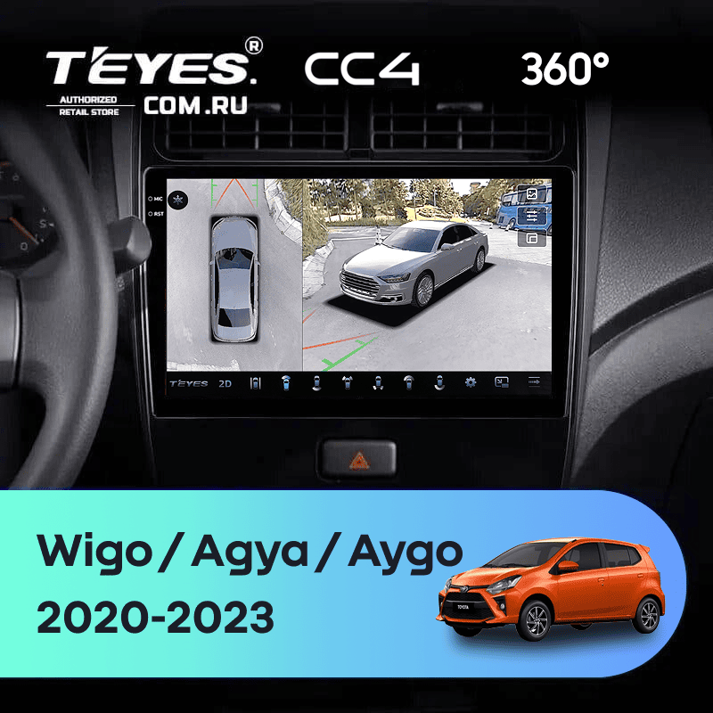 Штатная магнитола Teyes CC4 360 8/128 Toyota Wigo/Agya (2020-2023) F1