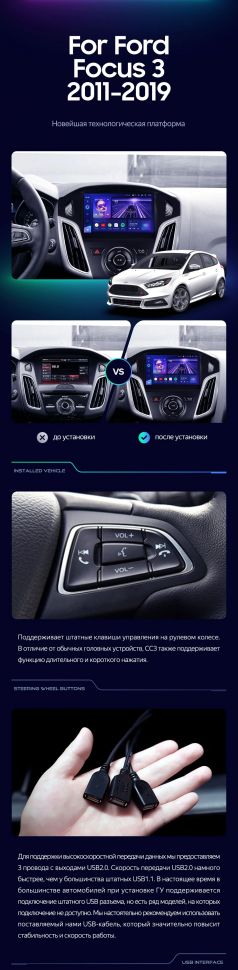 Штатная магнитола Teyes CC3L 4/32 Ford Focus 3 (2011-2019)