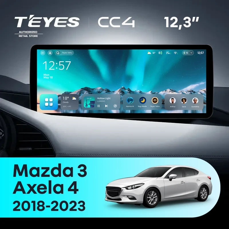 Штатная магнитола Teyes CC4 12.3" 6/64 Mazda Axela 4 (2018-2023) Тип-A Правый руль