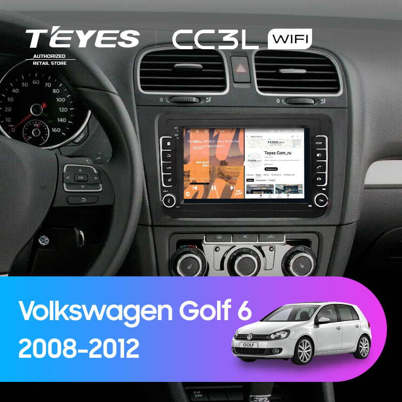 Штатная магнитола Teyes CC3L WiFi 2/32 Volkswagen Golf 6 (2008-2012) (с кнопками) 7&quot;