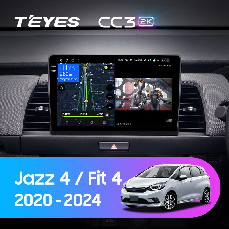 Штатная магнитола Teyes CC3 2K 360 6/128 Honda Jazz 4 (2020-2024) Тип-A Правый руль