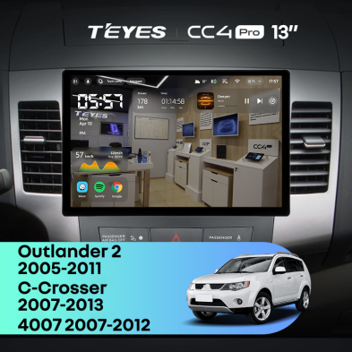 Штатная магнитола Teyes CC4 Pro 8/128 Peugeot 4007 (2007-2012) Тип-B (13&quot;)