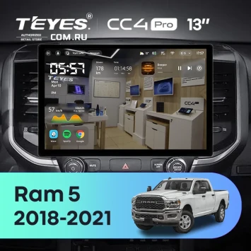 Штатная магнитола Teyes CC4 Pro 8/128 Dodge Ram 4 IV DJ DS (2018-2021) (0din) F1 (13")