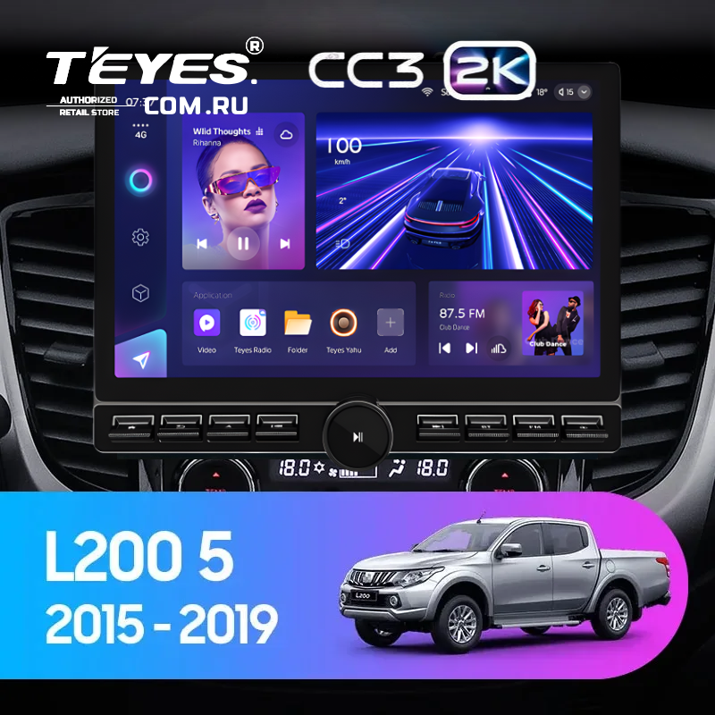 Штатная магнитола Teyes CC3 2K 6/128 Mitsubishi L200 5 (2015-2019) кондиционер F1 (13&quot; с кнопками)