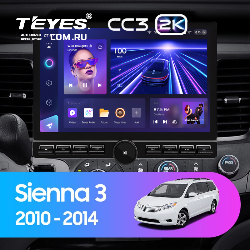 Штатная магнитола Teyes CC3 2K 6/128 Toyota Sienna 3 XL30 (2010-2014) (13&quot; с кнопками)