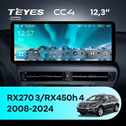 Штатная магнитола Teyes CC4 12.3" 8/128 Lexus RX270 3 RX450h 3 AL10 (2008-2015) Тип-D