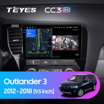 Штатная магнитола Teyes CC3 2K 360 6/128 Mitsubishi Outlander 3 GF0W GG0W (2012-2018) Тип-A