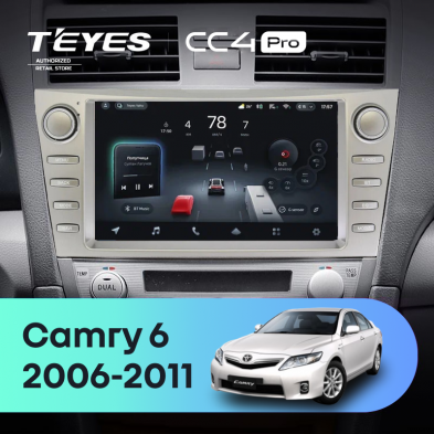 Штатная магнитола Teyes CC4 Pro 12/256 Toyota Camry 6 XV 40 50 (2006-2011) F4 с кнопками