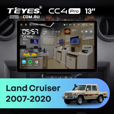 Штатная магнитола Teyes CC4 Pro 12/256 Toyota Land Cruiser 70 Series LC 79 (2007-2020) (13") (Дерево)