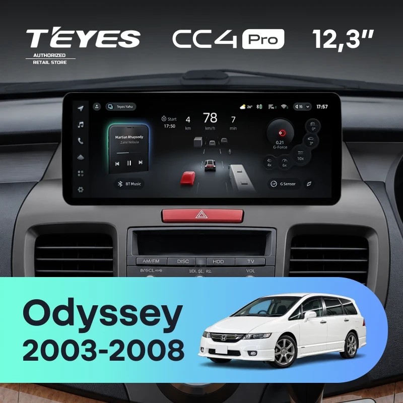 Штатная магнитола Teyes CC4 Pro 12.3" 12/256 Honda Odyssey 3 RL3 RL4 (2003-2008) Правый руль