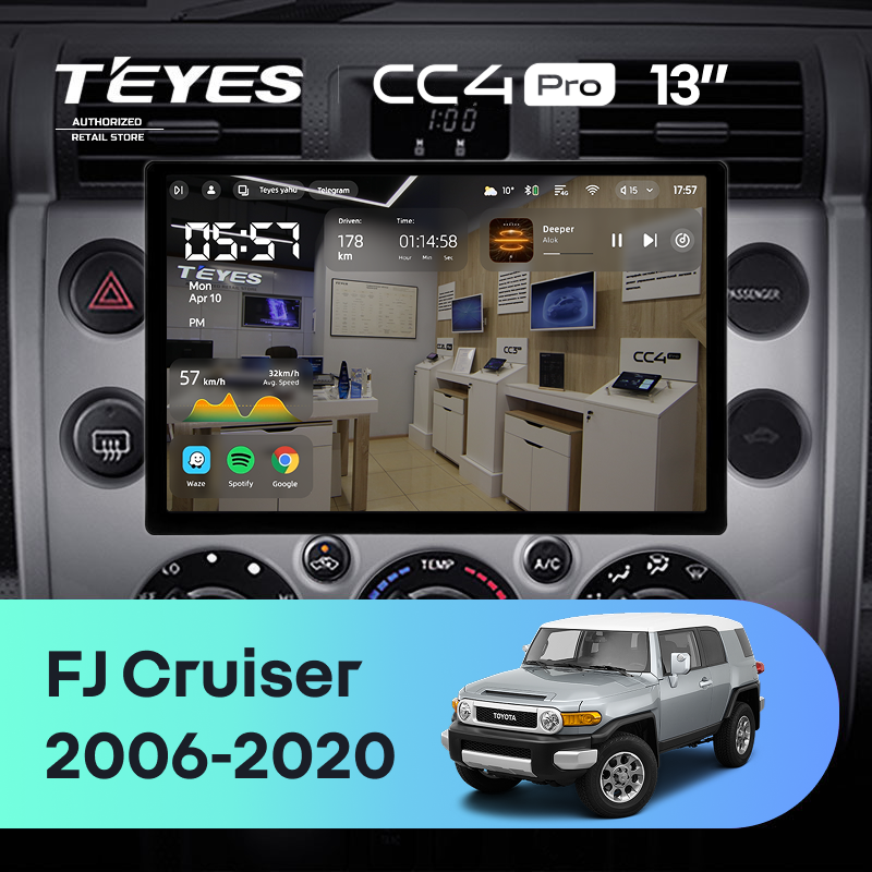 Штатная магнитола Teyes CC4 Pro 8/128 Toyota FJ Cruiser J15 (2006-2020) (13&quot;)