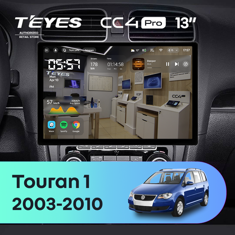 Штатная магнитола Teyes CC4 Pro 8/128 Volkswagen Touran 1 (2003-2010) (13&quot;)