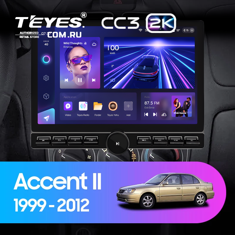 Штатная магнитола Teyes CC3 2K 6/128 Hyundai Accent II LC2 (1999-2012) F1 (13&quot; с кнопками)
