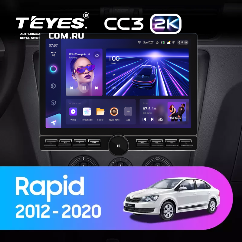 Штатная магнитола Teyes CC3 2K 6/128 Skoda Rapid NH3 NH1 (2012-2020) (13&quot; с кнопками) (10 inch Universal)
