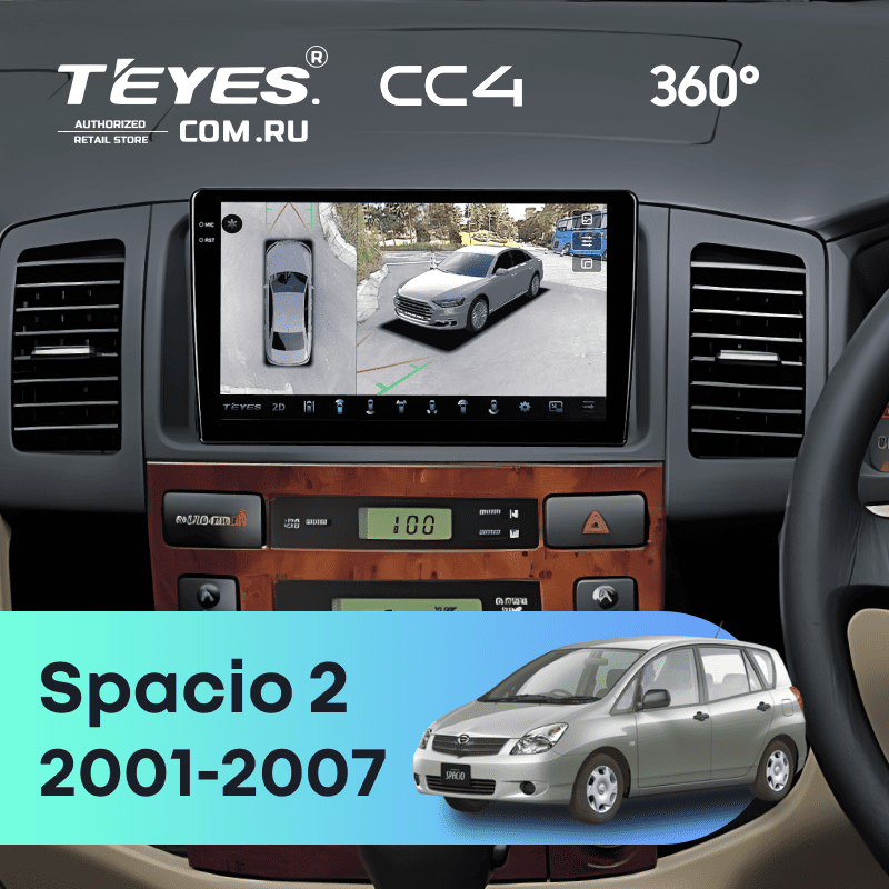 Штатная магнитола Teyes CC4 360 8/128 Toyota Corolla Spacio 2 (2001-2007)