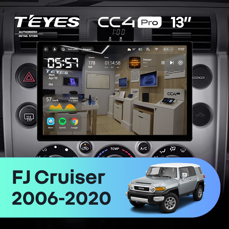 Штатная магнитола Teyes CC4 Pro 8/128 Toyota FJ Cruiser J15 (2006-2020) F2 (13&quot;)